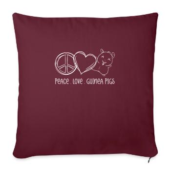 Paix amour et cochons d’Inde - Housse de coussin décorative 45 x 45 cm - bordeaux - Devant