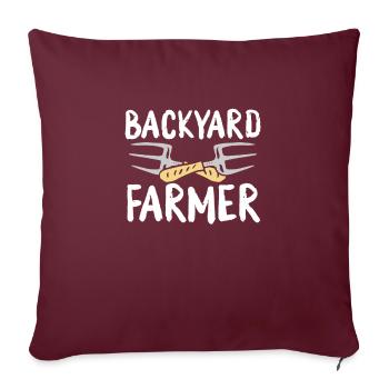 Agriculteur dans la cour arrière - Housse de coussin décorative 45 x 45 cm - bordeaux - Devant