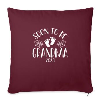 Bientôt grand-mère 2023 - Housse de coussin décorative 45 x 45 cm - bordeaux - Devant