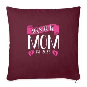Bientôt maman 2023 - Housse de coussin décorative 45 x 45 cm - bordeaux - Devant