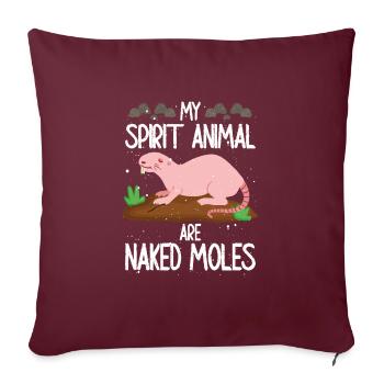 Mon animal spirituel est le rat-taupe nu - Housse de coussin décorative 45 x 45 cm - bordeaux - Devant