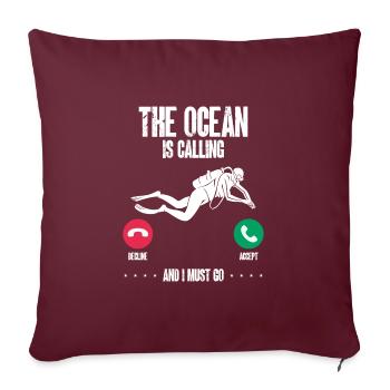 La mer m’appelle et je dois partir - Housse de coussin décorative 45 x 45 cm - bordeaux - Devant