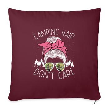 Les cheveux de camping ne s’en soucient pas - Housse de coussin décorative 45 x 45 cm - bordeaux - Devant