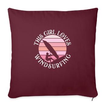 Cette fille adore la planche à voile - Housse de coussin décorative 45 x 45 cm - bordeaux - Devant