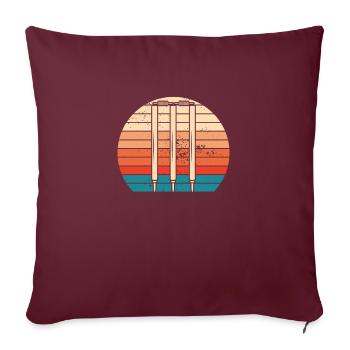 Cricket Stumps Vintage - Housse de coussin décorative 45 x 45 cm - bordeaux - Devant