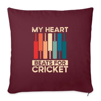 Mon cœur bat pour le cricket - Housse de coussin décorative 45 x 45 cm - bordeaux - Devant