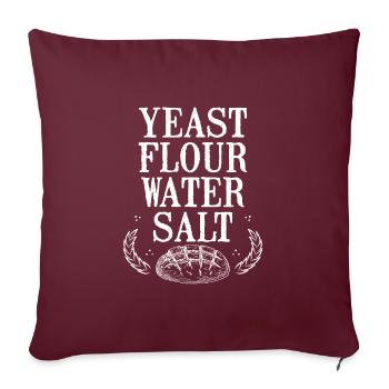 Levure, farine, eau, sel pour le pain - Housse de coussin décorative 45 x 45 cm - bordeaux - Devant