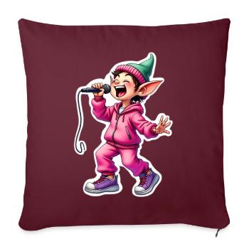 Adorable Elfe Rappeur au Jogging Rose - Housse de coussin décorative 45 x 45 cm - bordeaux - Devant