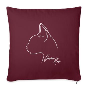 Devon Rex Profil Chat Chat Wilsigns - Housse de coussin décorative 45 x 45 cm - bordeaux - Devant