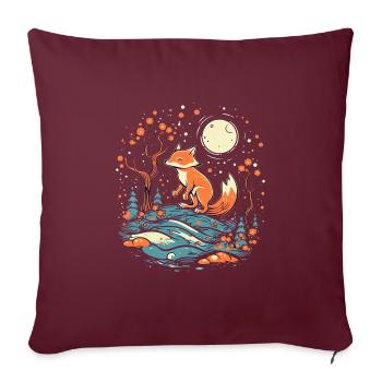 Fox Forest Moon Fable, conte de fées mythique - Housse de coussin décorative 45 x 45 cm - bordeaux - Devant