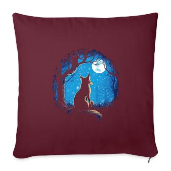 Fox Forest Moon Fable, conte de fées mythique - Housse de coussin décorative 45 x 45 cm - bordeaux - Devant