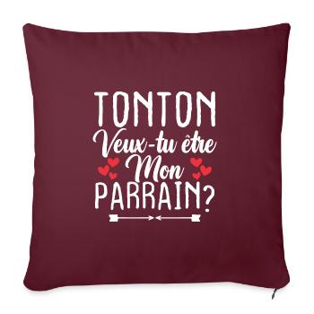 Tonton Veux tu être Mon Parrain? - Housse de coussin décorative 45 x 45 cm - bordeaux - Devant