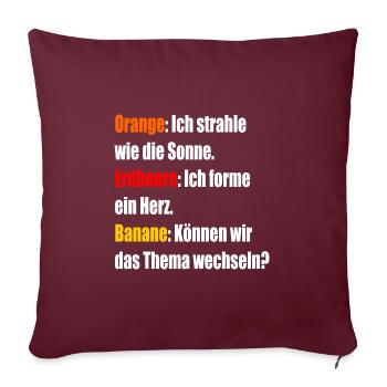 Orange Erdbeere Banane - Sofakissenbezug 45 x 45 cm - Burgunderrot - Vorne