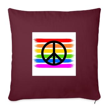Signe de paix sur la bannière arc-en-ciel LGBT - Housse de coussin décorative 45 x 45 cm - bordeaux - Devant
