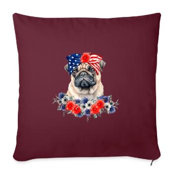 Mops Hundehalstuch Amerikanische Flagge 4. Juli - Sofakissenbezug 45 x 45 cm - Burgunderrot - Vorne