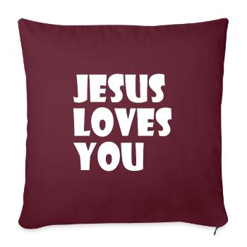 Jesus loves you - Housse de coussin décorative 45 x 45 cm - bordeaux - Devant