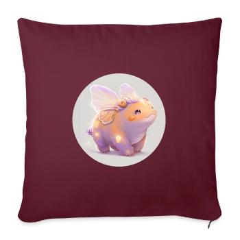 Animal hippopotame fantasy et mignon - Housse de coussin décorative 45 x 45 cm - bordeaux - Devant