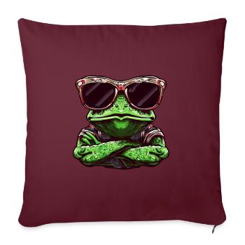 Cooler Frosch mit Sonnenbrille Türsteher Tier-Desi - Sofakissenbezug 45 x 45 cm - Burgunderrot - Vorne