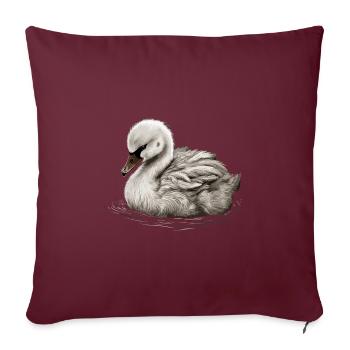 Bébé cygne Oiseau Poussin - Housse de coussin décorative 45 x 45 cm - bordeaux - Devant