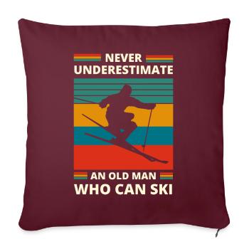 nie einen alten Mann unterschätzen, der Ski fahren kann - Sofakissenbezug 45 x 45 cm - Burgunderrot - Vorne