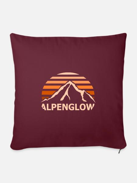K2 Alpenglow – Berg bei Sonnenuntergang - Sofakissenbezug 45 x 45 cm - Burgunderrot