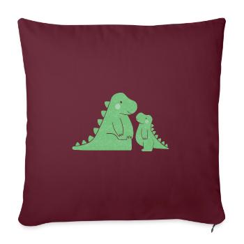 Doux dinosaure maman avec des dinosaures bébé - Housse de coussin décorative 45 x 45 cm - bordeaux - Devant