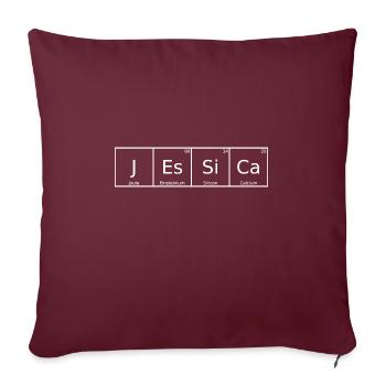 Jessica Nom Prénom Chimie Tableau périodique Élément - Housse de coussin décorative 45 x 45 cm - bordeaux - Devant