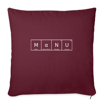 Manu Nom Prénom Chimie Tableau périodique Éléments - Housse de coussin décorative 45 x 45 cm - bordeaux - Devant