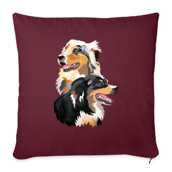 couple Australian Shepherd dogs - Sofa pillowcase 17,3'' x 17,3'' (45 x 45 cm) - burgundy - Front