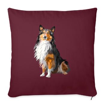 chien shetland - Housse de coussin décorative 45 x 45 cm - bordeaux - Devant