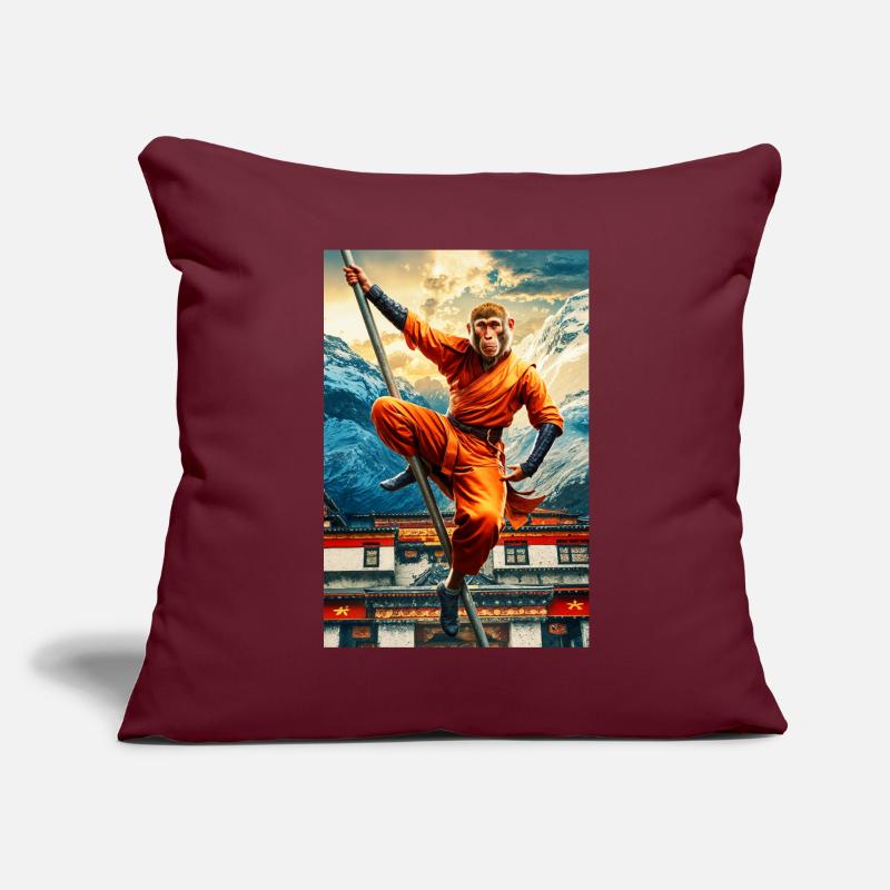 Singe humanoïde Moine Shaolin Housse de coussin décorative 45 x 45 cm