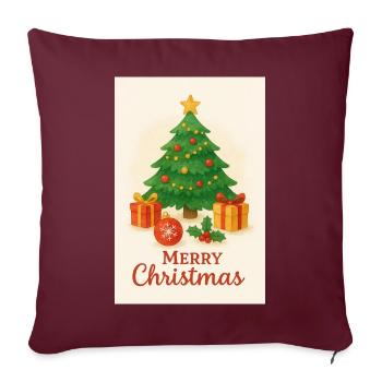 Sapin de Noël avec cadeaux - Housse de coussin décorative 45 x 45 cm - bordeaux - Devant