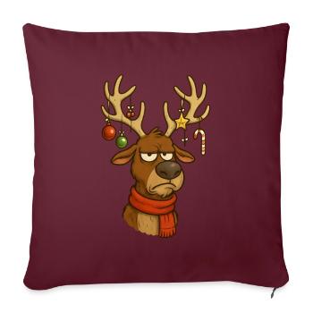 Annoyed reindeer at Christmas - Sofa pillowcase 17,3'' x 17,3'' (45 x 45 cm) - burgundy - Front