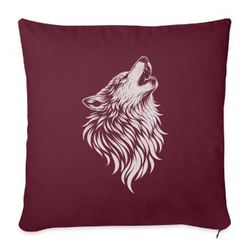 Loup hurlant dans le style vintage - Housse de coussin décorative 45 x 45 cm - bordeaux - Devant