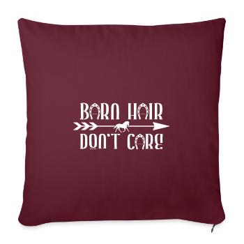 Stall Pferd reiten Haar Lustiger Spruch - Sofakissenbezug 45 x 45 cm - Burgunderrot - Vorne
