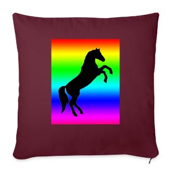 Cheval arc-en-ciel - Housse de coussin décorative 45 x 45 cm - bordeaux - Devant