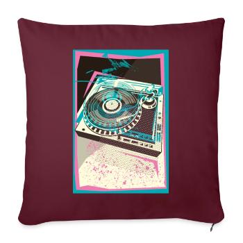 I LOVE VINYLES, Pop Art, Turntable, Platine - Housse de coussin décorative 45 x 45 cm - bordeaux - Devant