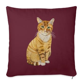 rote Katze sitzend - Sofakissenbezug 45 x 45 cm - Burgunderrot - Vorne