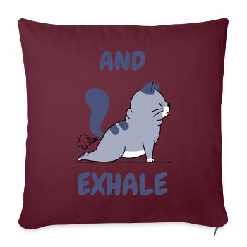 T-shirt Inspirez Exhale avec motif chat - Housse de coussin décorative 45 x 45 cm - bordeaux - Devant