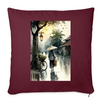 Vietnam - Housse de coussin décorative 45 x 45 cm - bordeaux - Devant