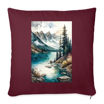 Montagnes Lac Forêt Arbres Banff Canada - Housse de coussin décorative 45 x 45 cm - bordeaux - Devant