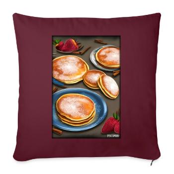 Pfannkuchen Frühstück Lecker Essen Backen Speise - Sofakissenbezug 45 x 45 cm - Burgunderrot - Vorne