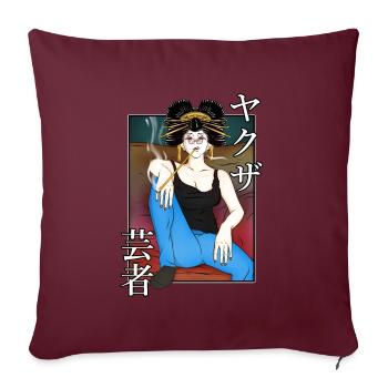 Geisha yakuza dans le canapé - Housse de coussin décorative 45 x 45 cm - bordeaux - Devant