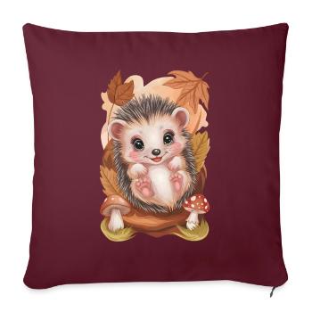 Entzückender Baby-Igel - Sofakissenbezug 45 x 45 cm - Burgunderrot - Vorne