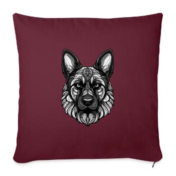 Schäferhund Hund Porträt Kopf Tier - Sofakissenbezug 45 x 45 cm - Burgunderrot - Vorne