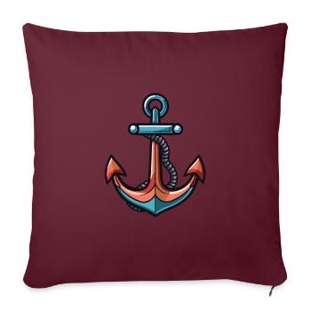 Anker Symbol Hafen - Sofakissenbezug 45 x 45 cm - Burgunderrot - Vorne