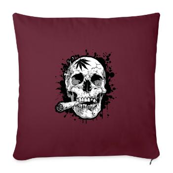 Totenkopf Joint Cannabis Symbol - Sofakissenbezug 45 x 45 cm - Burgunderrot - Vorne