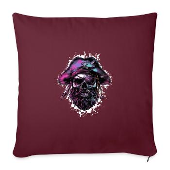 Capitaine Crâne de pirate - Housse de coussin décorative 45 x 45 cm - bordeaux - Devant