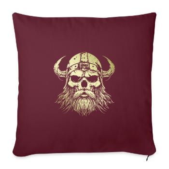 Crâne Viking Valhalla Or - Housse de coussin décorative 45 x 45 cm - bordeaux - Devant