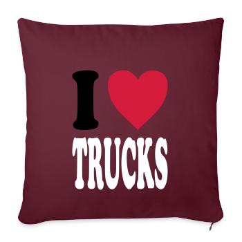 I love TRUCKS (Farben auswählbar!) - Sofakissenbezug 45 x 45 cm - Burgunderrot - Vorne